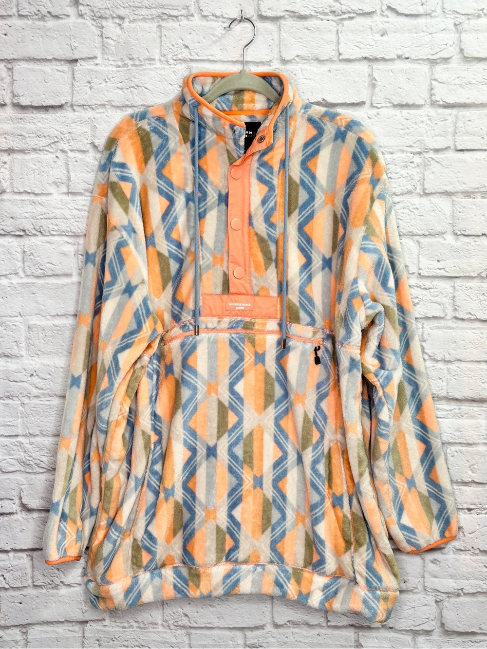 Southern Marsh Mens Playa Printed Pullover Jacket Size XL Snap Buttons Fleece